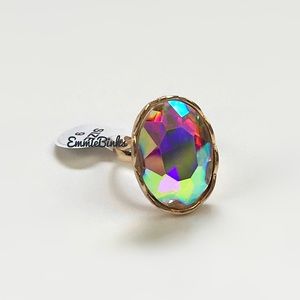 NWT Multifaceted Holographic Iridescent Crystal Cocktail Ring - Oil Slick Tones